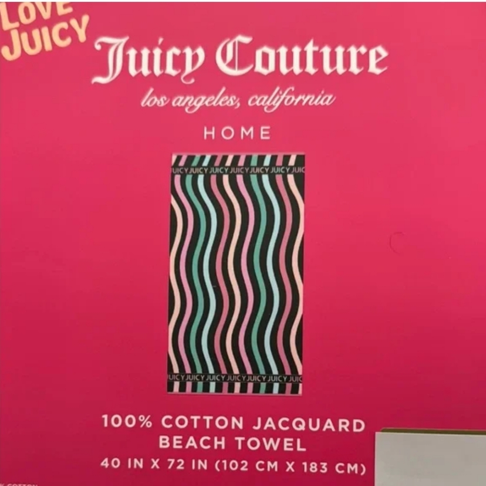 Juicy Couture Pink and Black Beach Towel - 40x72"
